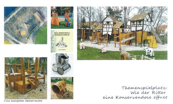 Bild vergr&ouml;&szlig;ern: Abgebildet sind Beispiele f&uuml;r einen Kleinkindspielplatz mit Themenschwerpunkt 