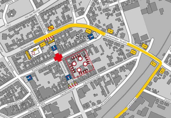 Bild vergr&ouml;&szlig;ern: Vollsperrung Bismarckstra&szlig;e, Rosenstra&szlig;e, Kleine Reihe