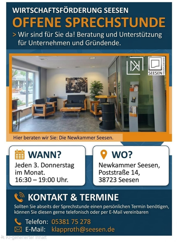 Bild vergr&ouml;&szlig;ern: Flyer offene Sprechstunde Wirtschaftsf&ouml;rderung